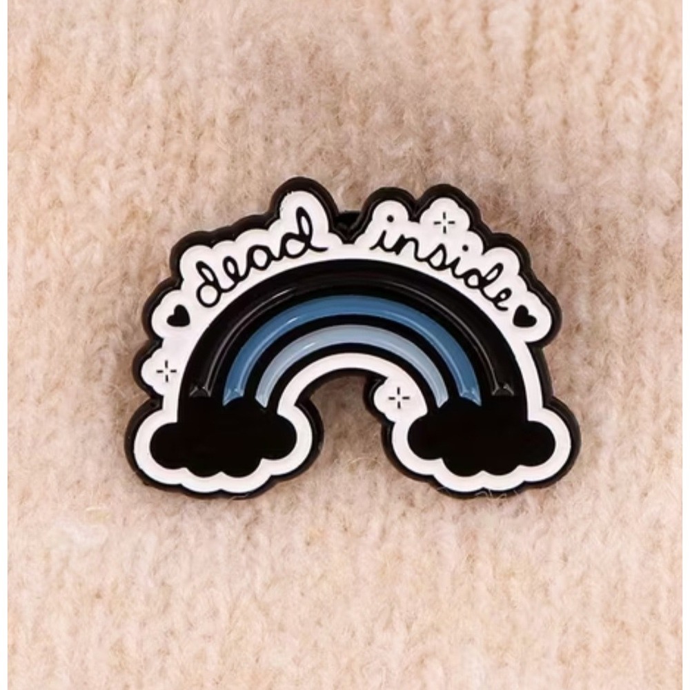 Dead Inside Rainbow Enamel Pin Black Blue White Sarcastic Emo